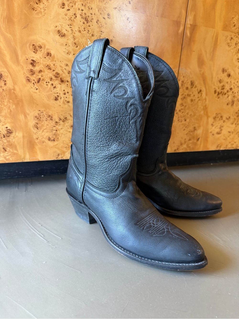 Laredo Black Leather Western Cowboy Boots